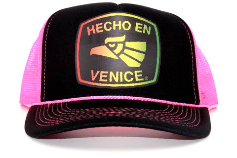 HECHO EN VENICE RASTA NEON TRUCKER HAT